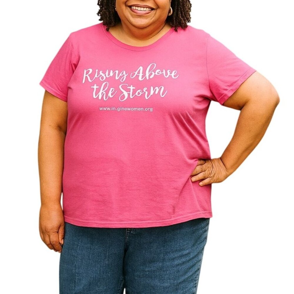 Rising Above The Storm T-Shirt 2XL Inspirational Text Casual Fit Crew Neck Top